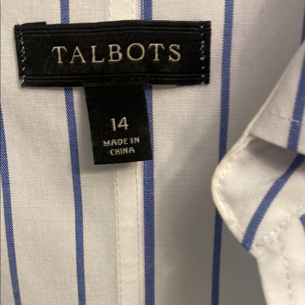 Talbots  White and Black Boxy Button Down Shirt - Picture 4 of 6